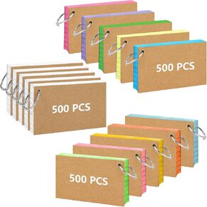 1500Pcs Index Cards Bulk, Index Cards with Rings, Lined Notecards 3x5 Flashcards Colored Note Cards Ruled Pastel Heavy Flash Cards for Studying Learning School Office College Classroom Note Taking