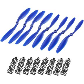uxcell RC Propellers CW CCW 8045 8x4.5 Inch 2-Vane Fixed-Wing for Airplane Toy, Nylon Blue 4 Pairs with Adapter Rings