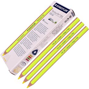 Staedtler Textsurfer Dry Highlighter Pencil 128 64 Drawing for Writing Sketching Inkjet,paper,copy,fax (Pack of 12 Yellow)