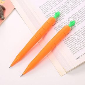 Jowxsx 2 Pcs Orange Carrot Pencil, Fruit Mechanical Pencil, Resistant Drawing Pencil, Cute Press Pens, Creative Automatic Pen for Girls Kids Students School Mechanical Pencils