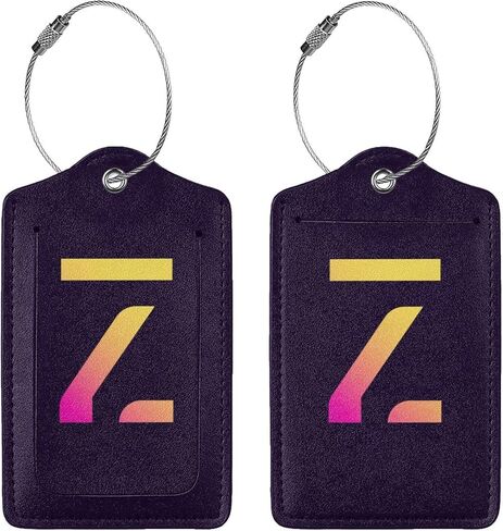 2 Pack Initial Luggage Tags for Suitcases, Colorful Letter Design Cruise Name Tags, Novelty Travel Bag Tags, Leather ID Label for Women Men Kids Girls Boys, Gradient Letter Letter Z in Saudi Arabia