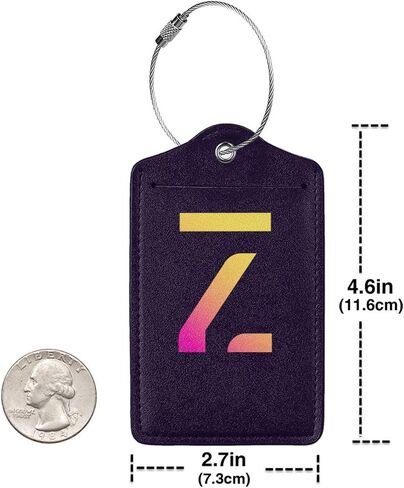 2 Pack Initial Luggage Tags for Suitcases, Colorful Letter Design Cruise Name Tags, Novelty Travel Bag Tags, Leather ID Label for Women Men Kids Girls Boys, Gradient Letter Letter Z in Saudi Arabia