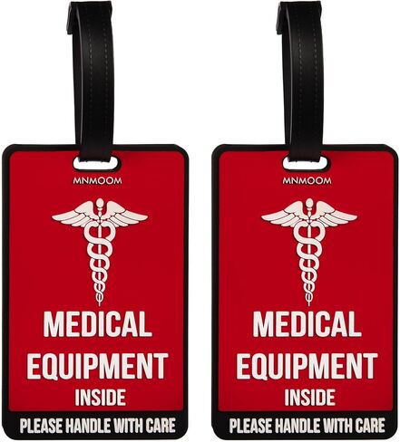 mnmoom Medical Equipment Luggage Tag -Travel Essentials Medical Luggage Tag (Red, 2 Pack) in Kuwait