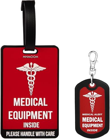 mnmoom Medical Equipment Luggage Tag -Travel Essentials Medical Luggage Tag (Red, 2 Pack) in Kuwait