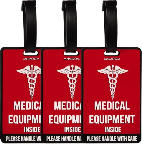 mnmoom Medical Equipment Luggage Tag -Travel Essentials Medical Luggage Tag (Red, 2 Pack) in Kuwait