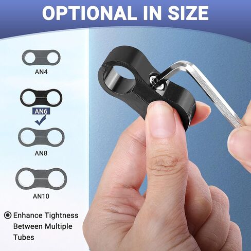 4AN 11mm Hose Separator Clamps with Wrench Aluminum AN4 Hose Clamps Fit 1/4 Fuel Line, Brake Line, Water Pipe and Gas Line, Pack of 8 (Black) in Kuwait