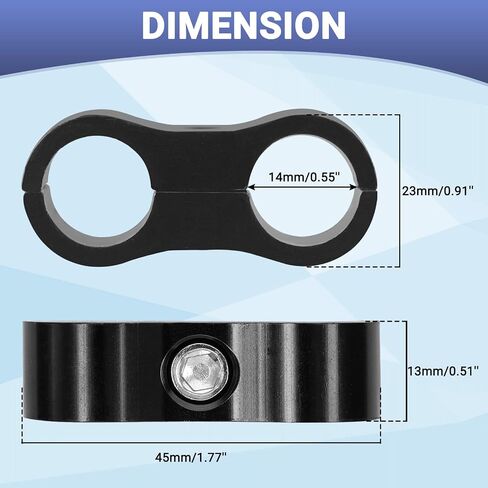 4AN 11mm Hose Separator Clamps with Wrench Aluminum AN4 Hose Clamps Fit 1/4 Fuel Line, Brake Line, Water Pipe and Gas Line, Pack of 8 (Black) in Kuwait