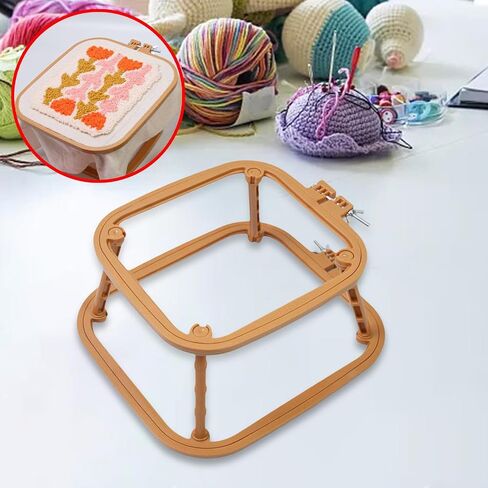 Embroidery Table Stand Embroidery Stand Hoop Sewing Tools Punch Needle Frame Desktop Embroidery Frame for DIY Needlework, Khaki in Saudi Arabia