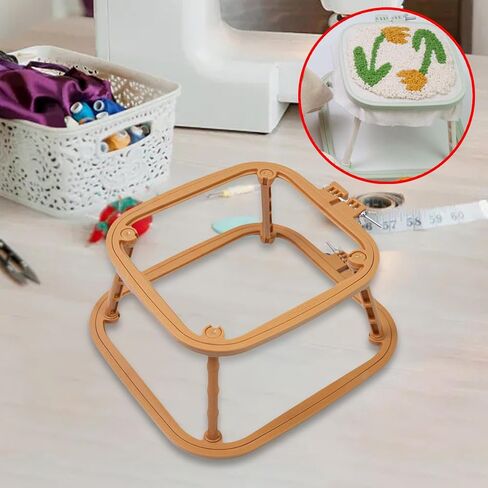Embroidery Table Stand Embroidery Stand Hoop Sewing Tools Punch Needle Frame Desktop Embroidery Frame for DIY Needlework, Khaki in Saudi Arabia