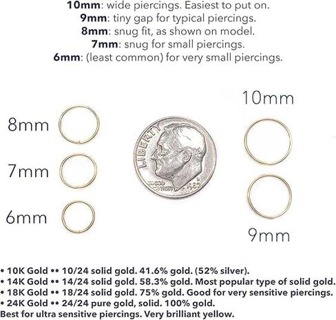 Pure 925 Stearling Silver Nose Ring Hoops for Women Cute Tiny Nose Piercing Hoop Jewelry 20, 22, 24 Gauge 5mm 6mm 7mm 8mm 9mm Thick Nose Ring Looks Batter Than Nose Pin Snug Fitting in Saudi Arabia