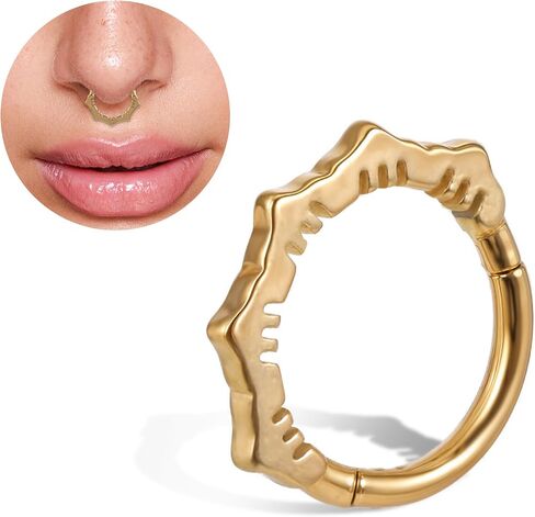 Lusofie 18K الذهب زهرة الحاجز خواتم 316L الجراحية الصلب زهرة الأنف الدائري 8 مم مكدسة حلقة الحاجز، الغضروف الفرس هوب أقراط للنساء الرجال ثقب الأنف الدائري in Saudi Arabia