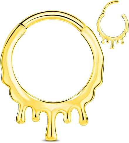 Longbeauty Septum Rings 16g Unique Septum Clicker Gold Black Nose Rings Surgical Steel Rook Helix Daith Piercing Jewelry for Women Men in Kuwait
