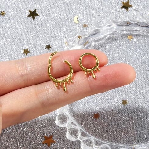Longbeauty Septum Rings 16g Unique Septum Clicker Gold Black Nose Rings Surgical Steel Rook Helix Daith Piercing Jewelry for Women Men in Kuwait