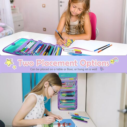 KIDDYCOLOR Unicorn Washable Markers Set 69 pcs with Glitter Pencil Case - Arts and Crafts Coloring Kit for Kids Ages 4-8, Includes Unicorn Stickers - Perfect Gifts for Girls in Saudi Arabia