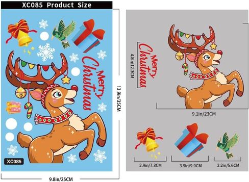 Christmas Window Cling Stickers,Xmas Decals Decorations Holiday Snowflake,Deer Santa Claus and Snowflakes Trees,Flakes Christmas Decals for Glass Windows Home School Office in Saudi Arabia