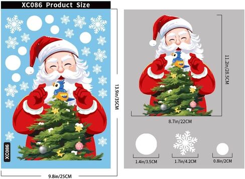 Christmas Window Cling Stickers,Xmas Decals Decorations Holiday Snowflake,Deer Santa Claus and Snowflakes Trees,Flakes Christmas Decals for Glass Windows Home School Office in Saudi Arabia