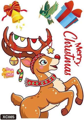 Christmas Window Cling Stickers,Xmas Decals Decorations Holiday Snowflake,Deer Santa Claus and Snowflakes Trees,Flakes Christmas Decals for Glass Windows Home School Office in Saudi Arabia