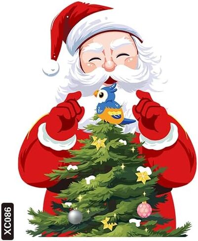 Christmas Window Cling Stickers,Xmas Decals Decorations Holiday Snowflake,Deer Santa Claus and Snowflakes Trees,Flakes Christmas Decals for Glass Windows Home School Office in Saudi Arabia