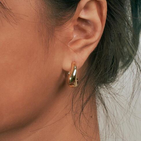 Free bird Gold Hoop Earrings Chunky 14K Gold Plated Sterling Silver Posts Twisted Hoop Earrings Gold Huggies Earrings in Saudi Arabia