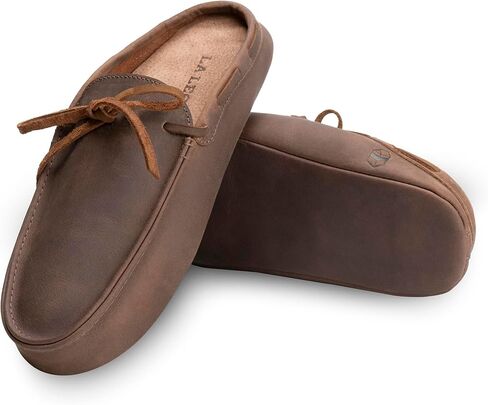 La Leche, Mule Boat Shoes, Indoor Scuff Slippers, Shoes for Home, Full Grain Leather & Memory Foam, Handmade in Saudi Arabia