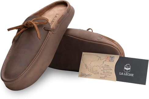 La Leche, Mule Boat Shoes, Indoor Scuff Slippers, Shoes for Home, Full Grain Leather & Memory Foam, Handmade in Saudi Arabia