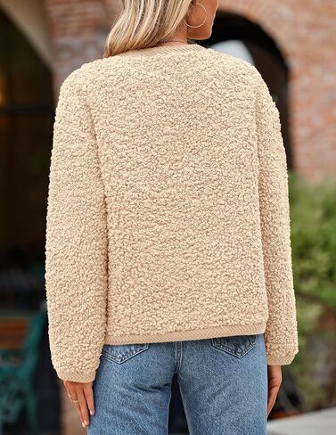 PRETTYGARDEN Women's Faux Fur Shearling Coat Fuzzy Fleece Button Up Trendy Fall Winter Cropped Jackets Outerwear in Saudi Arabia