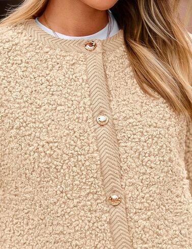 PRETTYGARDEN Women's Faux Fur Shearling Coat Fuzzy Fleece Button Up Trendy Fall Winter Cropped Jackets Outerwear in Saudi Arabia