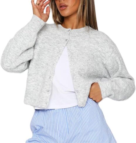 Women Y2k Crop Cardigan Sweater Crop Button Down Cardigan Cute Long Sleeve Sweater Open Front Lightweight Knit Tops in Kuwait
