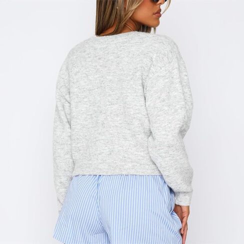 Women Y2k Crop Cardigan Sweater Crop Button Down Cardigan Cute Long Sleeve Sweater Open Front Lightweight Knit Tops in Kuwait