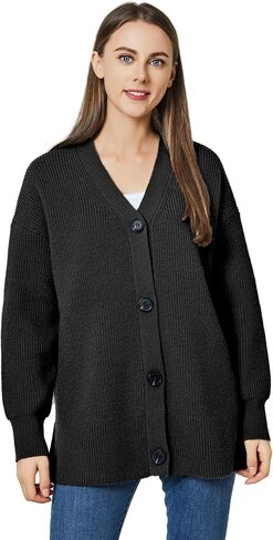 Long Cardigan Sweaters for Women Long Sleeve Open Front Knit Cardigan Sweater Jacket Button Down Loose Outwear in Saudi Arabia