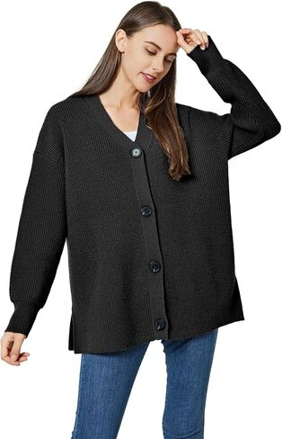 Long Cardigan Sweaters for Women Long Sleeve Open Front Knit Cardigan Sweater Jacket Button Down Loose Outwear in Saudi Arabia