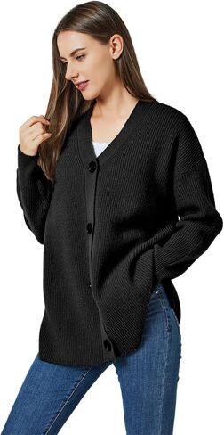 Long Cardigan Sweaters for Women Long Sleeve Open Front Knit Cardigan Sweater Jacket Button Down Loose Outwear in Saudi Arabia
