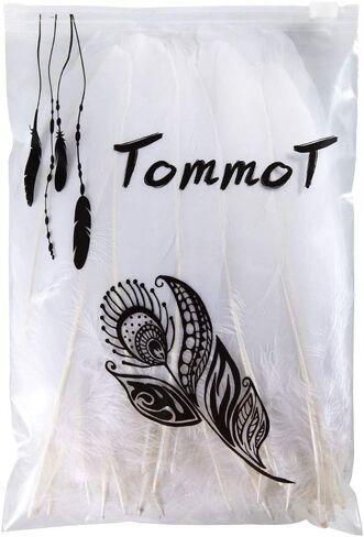 TommoT 100 Pcs 6-8 Inch Natural Large White Goose Feathers for Dream Catcher Crafts and Clothing Decoration in Saudi Arabia