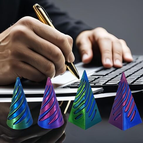 قطعتان من المخروط المستحيل، لعبة فيدجيت مخروطية حلزونية، لعبة مخروطية حلزونية مطبوعة ثلاثية الأبعاد، لعبة تململ تمر عبر الهرم، لعبة تململ حلزونية للبالغين (أخضر) in Kuwait