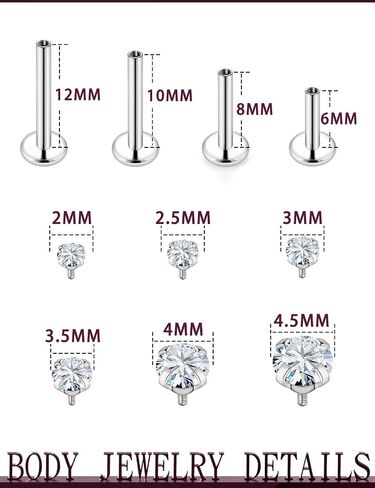 Jenxnjsjo Medusa Monroe Labret Lip Ring 16 جرام مترابطة داخليًا بظهر مسطح من الفولاذ الجراحي الحلزون الزنمة الغضروف محارة أقراط ثقب المجوهرات للنساء والرجال in Kuwait