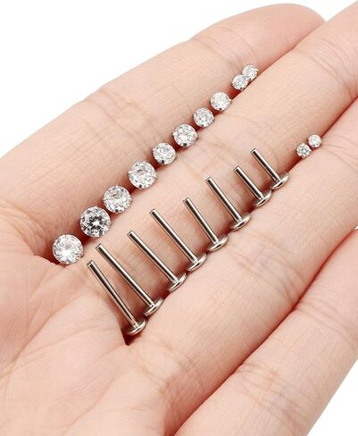 Jenxnjsjo Medusa Monroe Labret Lip Ring 16 جرام مترابطة داخليًا بظهر مسطح من الفولاذ الجراحي الحلزون الزنمة الغضروف محارة أقراط ثقب المجوهرات للنساء والرجال in Kuwait