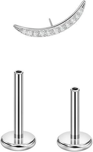 FANSING 316L Surgical Steel Moon Threadless Labret Stud with 2 Posts in Saudi Arabia