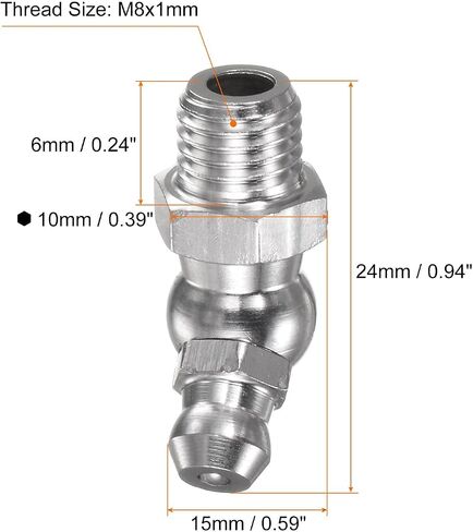 HARFINGTON 8 قطعة 304 الفولاذ المقاوم للصدأ 45 درجة تركيب الشحوم M8x1mm متري الموضوع حلمة الشحوم الهيدروليكية اكسسوارات للسيارة in Saudi Arabia
