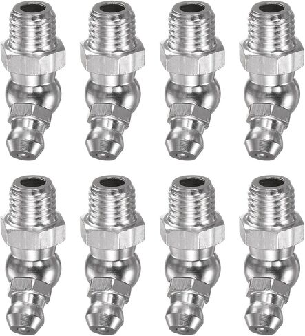 HARFINGTON 8 قطعة 304 الفولاذ المقاوم للصدأ 45 درجة تركيب الشحوم M8x1mm متري الموضوع حلمة الشحوم الهيدروليكية اكسسوارات للسيارة in Saudi Arabia