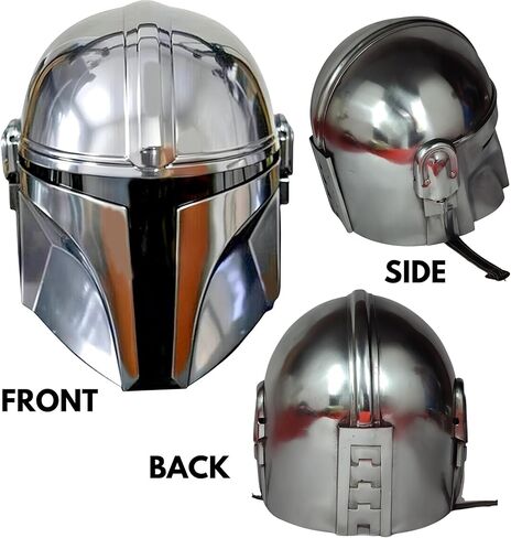 خوذة ماندالورية 18 قياسًا من الفولاذ من العصور الوسطى خوذة بوبا فات ماندالوريان، طلاء فضي للعب الأدوار وحفلات الهالوين in Kuwait