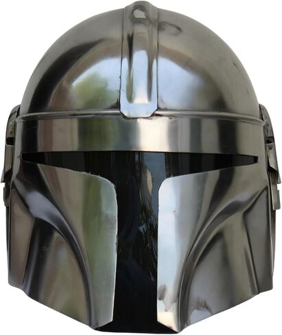 خوذة ماندالورية 18 قياسًا من الفولاذ من العصور الوسطى خوذة بوبا فات ماندالوريان، طلاء فضي للعب الأدوار وحفلات الهالوين in Kuwait