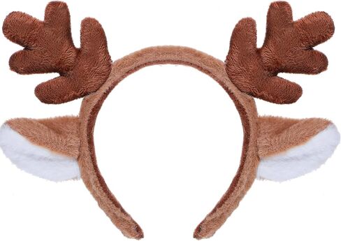 Christmas Reindeer Antlers Headband, Cute Xmas Deer Ear Head Accessories, Fluffy Realistic Deer Antlers Headband in Saudi Arabia