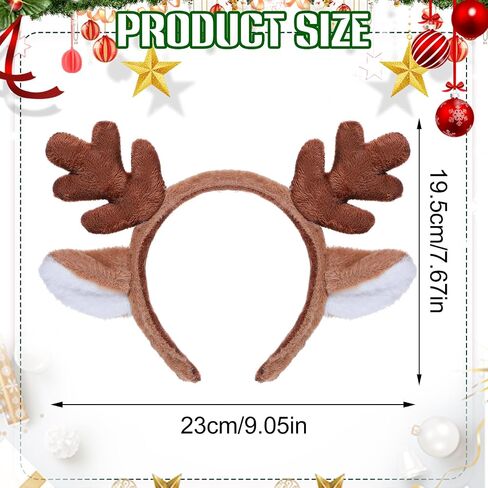 Christmas Reindeer Antlers Headband, Cute Xmas Deer Ear Head Accessories, Fluffy Realistic Deer Antlers Headband in Saudi Arabia
