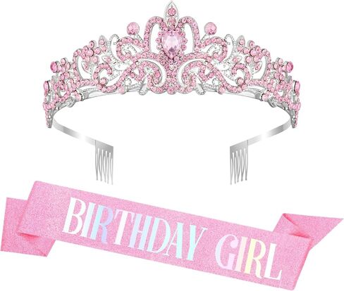 Birthday Sash, Birthday Crown, Birthday Sash for Women, Birthday Girl Sash, Birthday Tiara for Women, Birthday Headband, Birthday Sash and Crown, Happy Birthday Sash, Pink Birthday Sash Accessories in Saudi Arabia