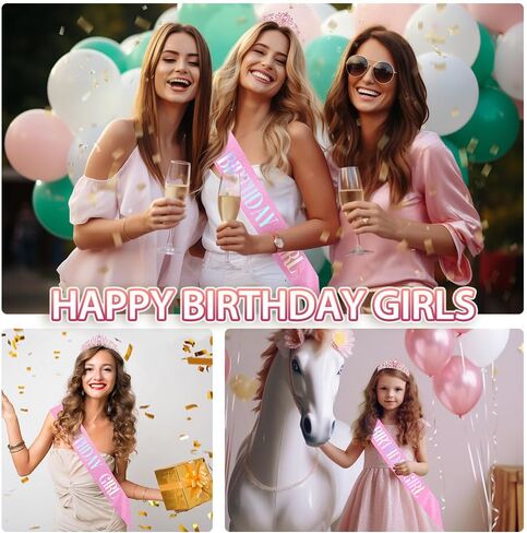 Birthday Sash, Birthday Crown, Birthday Sash for Women, Birthday Girl Sash, Birthday Tiara for Women, Birthday Headband, Birthday Sash and Crown, Happy Birthday Sash, Pink Birthday Sash Accessories in Saudi Arabia