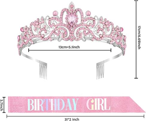 Birthday Sash, Birthday Crown, Birthday Sash for Women, Birthday Girl Sash, Birthday Tiara for Women, Birthday Headband, Birthday Sash and Crown, Happy Birthday Sash, Pink Birthday Sash Accessories in Saudi Arabia