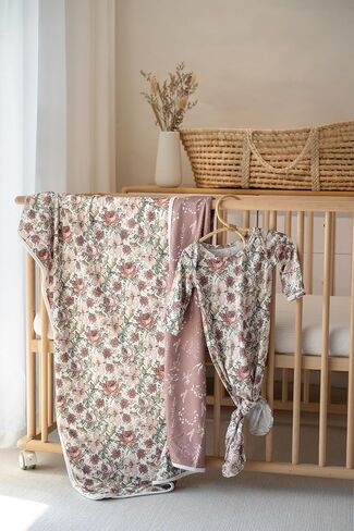 Little Jump Stretchy Jersey Knit Swaddle Blankets, Premium Cotton Floral Baby Blanket,Soft Western Wild Flowers Baby Quilt for Baby Girls and Toddlers(Vintage Floral) in Saudi Arabia