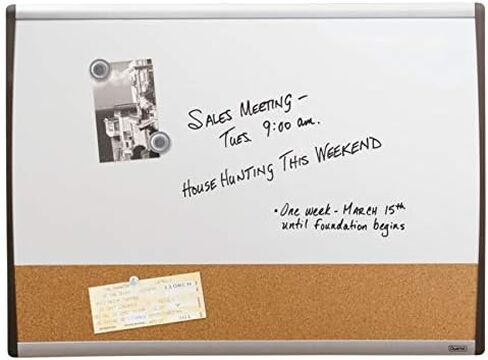 Quartet Combination Magnetic Whiteboard & Corkboard, 17" x 23", Combo White Board & Cork Board, Black/Silver Frame (79370) in Saudi Arabia