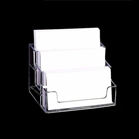 3 Pocket Acrylic Business Card Holder 3 Tiers Desktop Countertop Office Business Organizer Clear Card Holder Display for Office (3 pocket) in Saudi Arabia