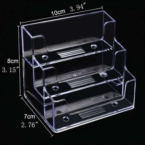 3 Pocket Acrylic Business Card Holder 3 Tiers Desktop Countertop Office Business Organizer Clear Card Holder Display for Office (3 pocket) in Saudi Arabia